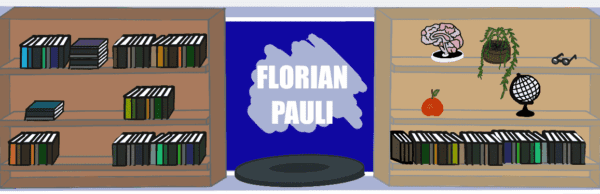 FlorianPauli Banner, Bücher, Gehirn, Apfel, Weltkugel